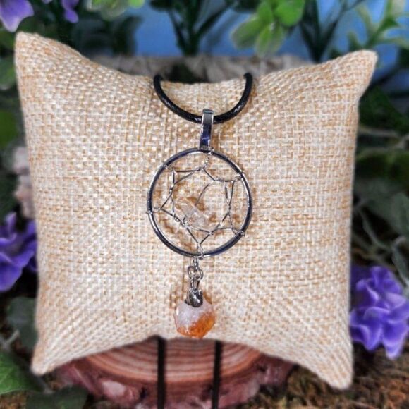 Handmade Citrine Crystal Dreamcatcher Necklace #58 - Picture 1 of 2